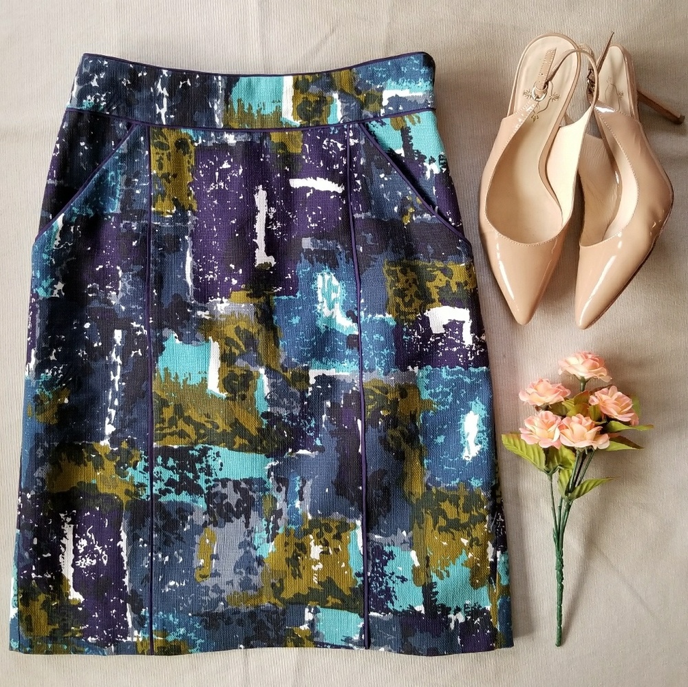 Anthropologie Tabitha Liquid Acres Pencil Skirt